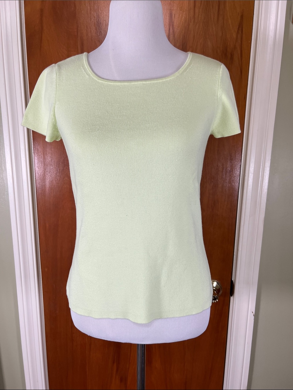 Talbots Pale Lime Short Sleeve Scoop Neck Knit Tee/ Light Sweater